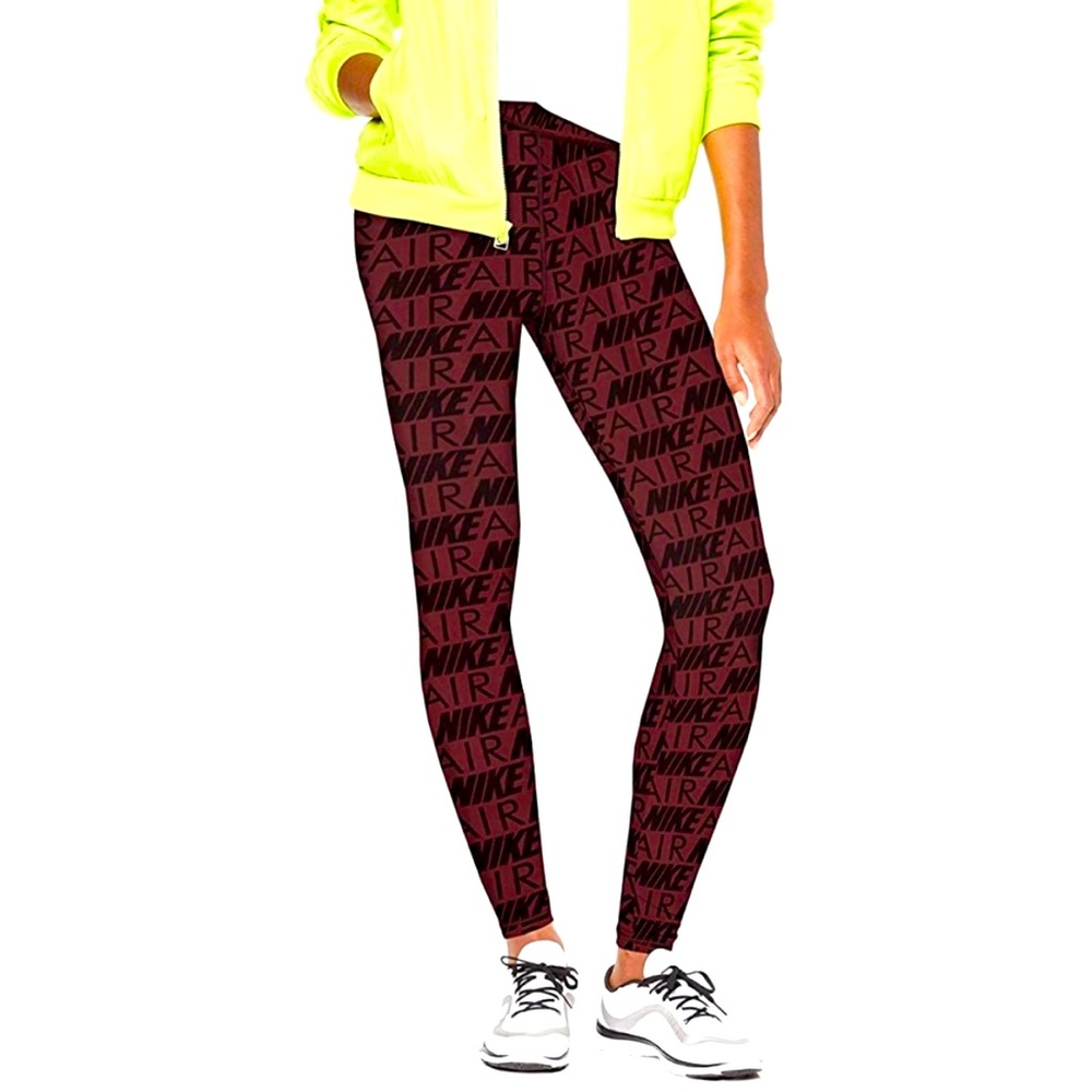 Nike Air logo printed leggings maroon size XS